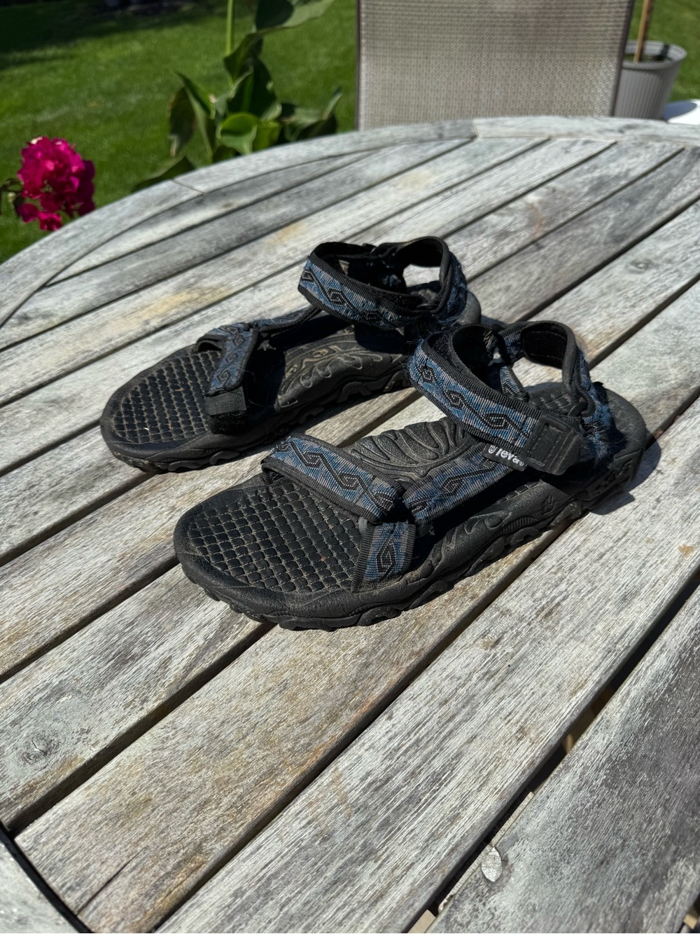 Teva Vintage Men’s Black Strappy Sandals Adjustable US 9 EU 42 Blue Black